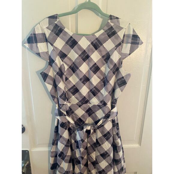 Women Isaac Mizrahi Live Dress and Topper Jacket Size 12 Gray and White Pockets - Picture 3 of 13